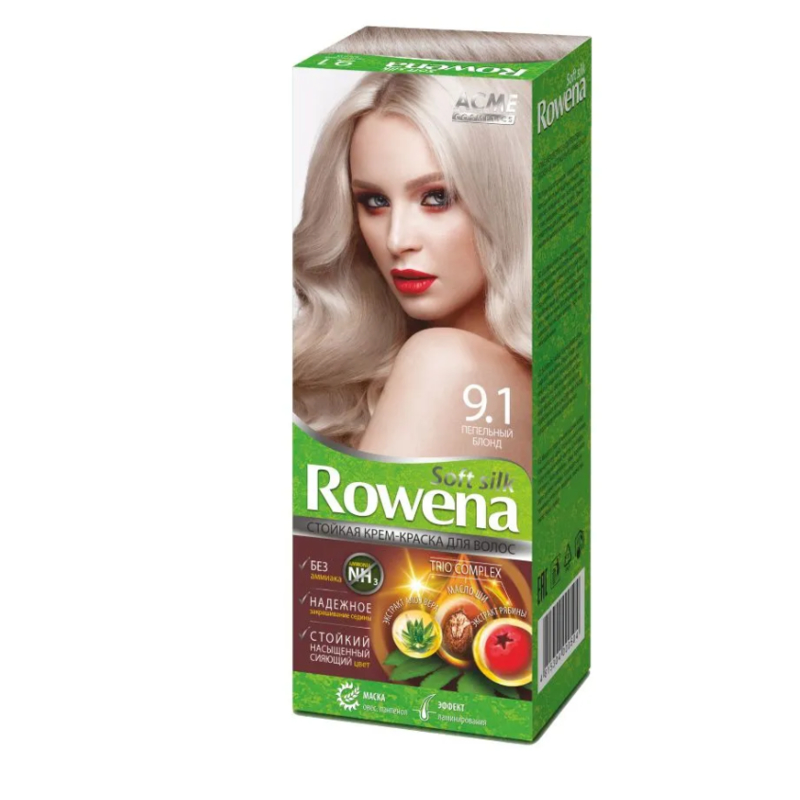 Крем-краска стойкая д/волос Rowena soft silk 9.1 пепельный блондин 