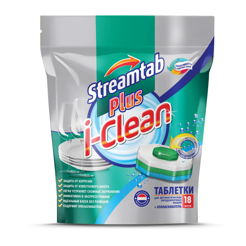 Ромакс I-CLEAN Таблетки д/посудомоечных машин Streamtab Plus 18шт 