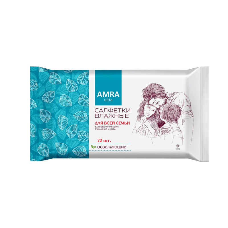 БУМФА ГРУПП AMRA Салфетки влажные освежающие для всей семьи 72 шт