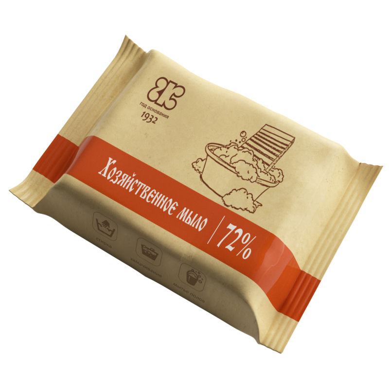 Мыло Хозяйственное твердое 72% 200г Флоу-пак   