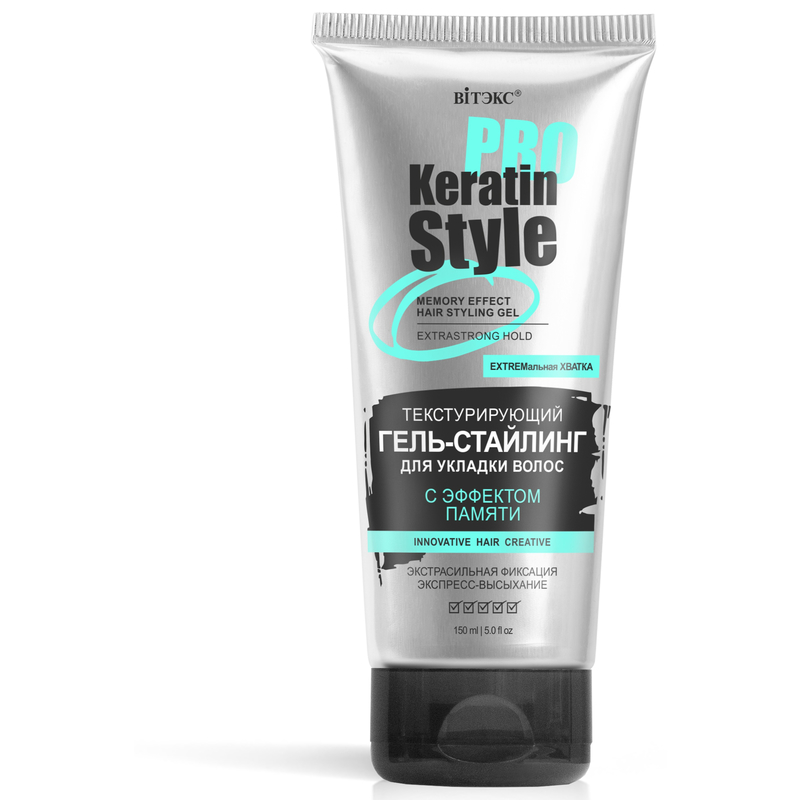 Biтэкс KERATIN PRO Style Гель-стайлинг с эффек  памяти для укл волос, экстрасильная фиксация 150 мл