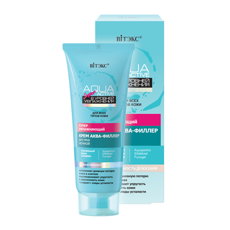 *Biтэкс Aqua Super Active СуперУвл Kрем Аква-филлер д/лица ночн 50мл.