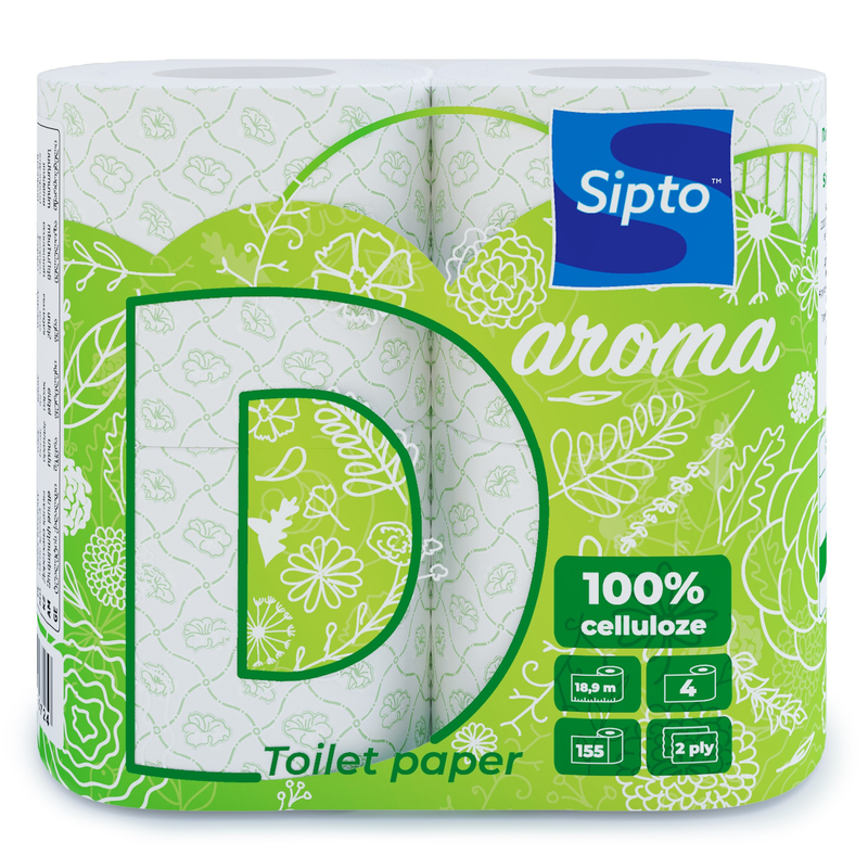 Sipto Deco Aroma Бумага туалетная 2хслойная 170листов 1х4рулона Цветы Луговые белая