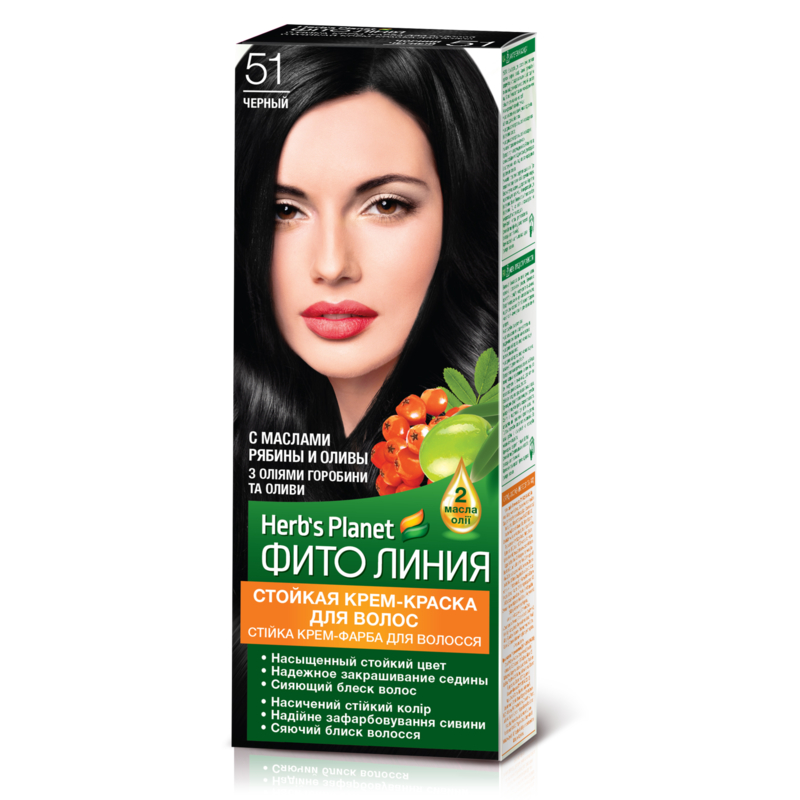 Крем-краска Фито линия Herb's Planet стойкая д/волос тон 51 Черный