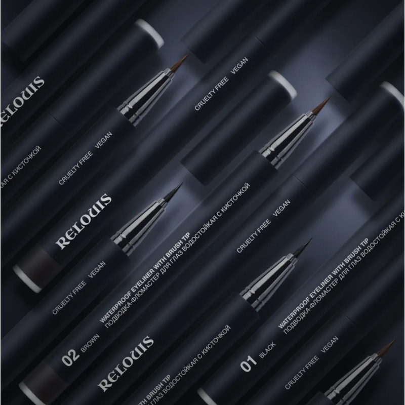 Relouis Подводка-Фломастер д/глаз Водостойкая с кисточкой тон 01 black 