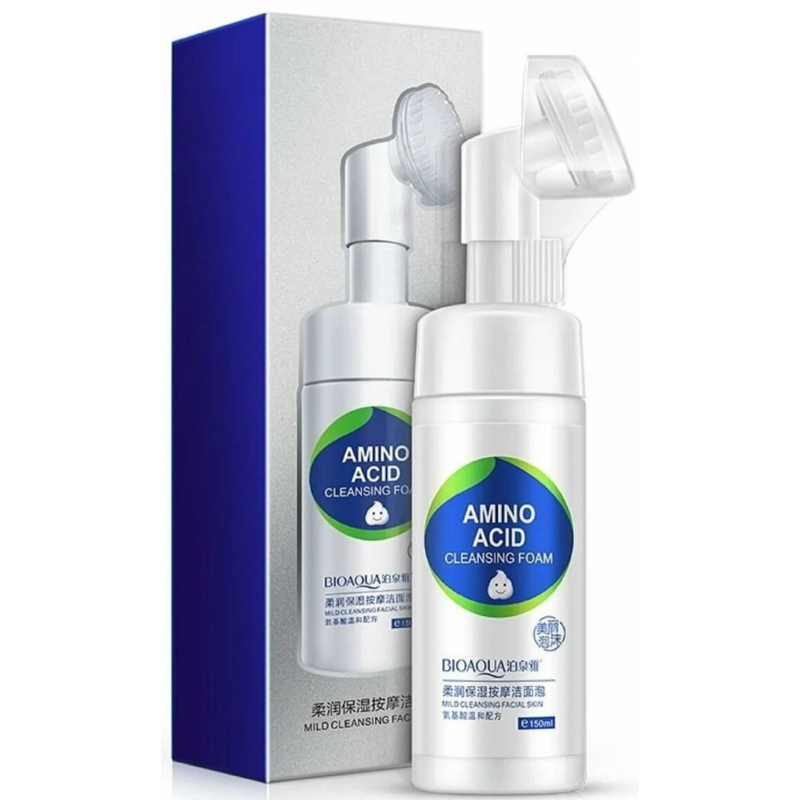 BIOAQUA Мусс-пенка массажная для умывания лица с аминокислотами и щеточкой 150мл