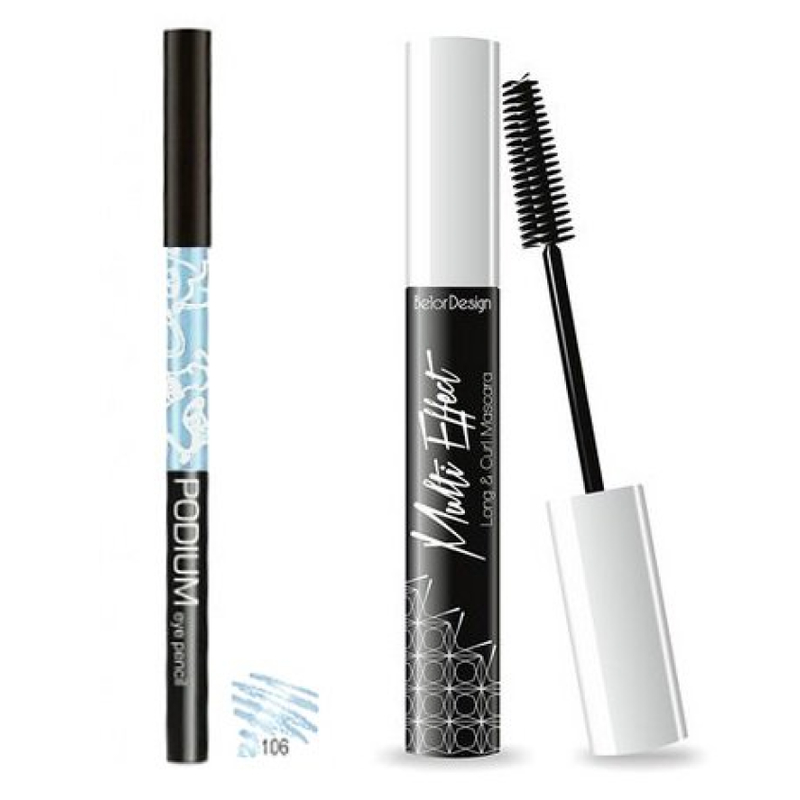 Belor Design Тушь MULTI EFFECT Удлиняющая и Подкр+PODIUM Карандаш д/глаз 106