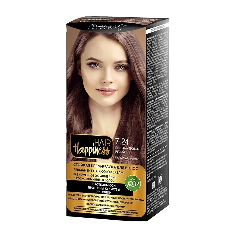 Краска д/волос Белита-М HAIR Happiness тон № 7.24 Перламутрово-русый