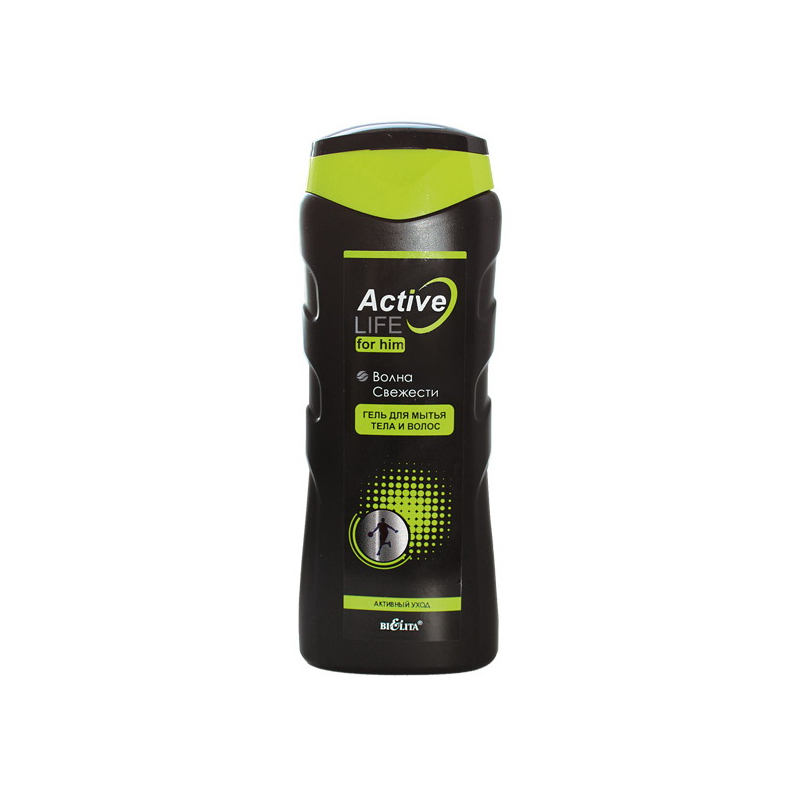 Bielita Active Life Men Гель д/мытья тела и волос Волна Свежести 250мл